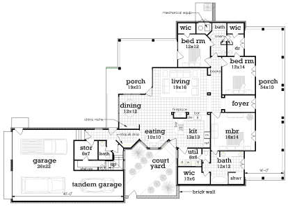 Floorplan 1 for House Plan #048-00256