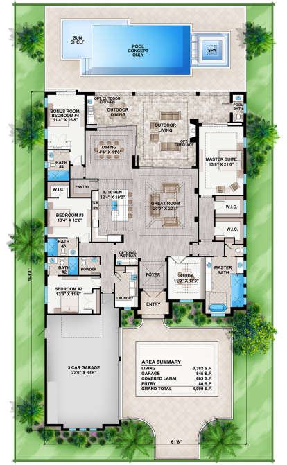 Floorplan 1 for House Plan #207-00052