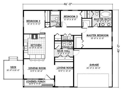 Floorplan 1 for House Plan #526-00009