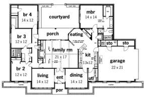 Floorplan 1 for House Plan #048-00138