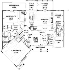 Floorplan 1 for House Plan #4195-00003