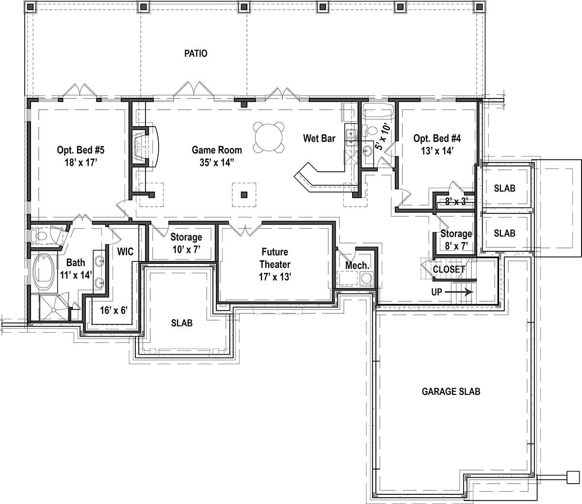 Basement Floorplan for House Plan #4195-00008