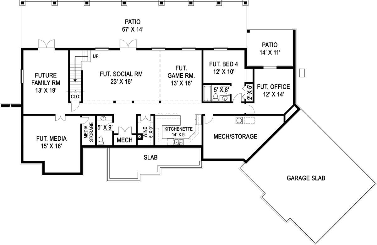 Basement Floorplan  for House Plan #4195-00009