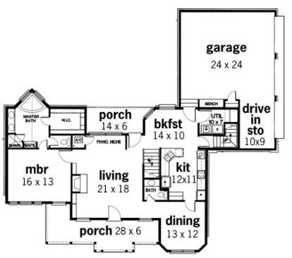 Floorplan 1 for House Plan #048-00141