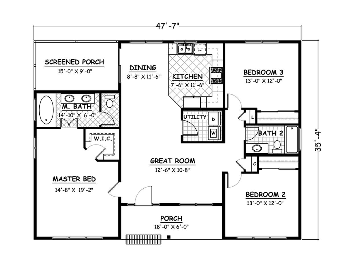 Floorplan 1 for House Plan #526-00030