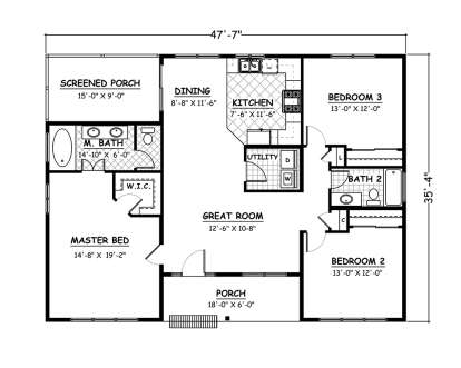 Floorplan 1 for House Plan #526-00030