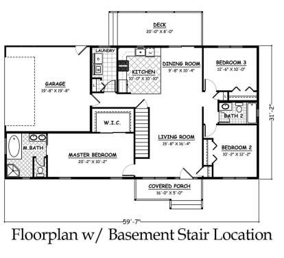 Basement Stair Location for House Plan #526-00043