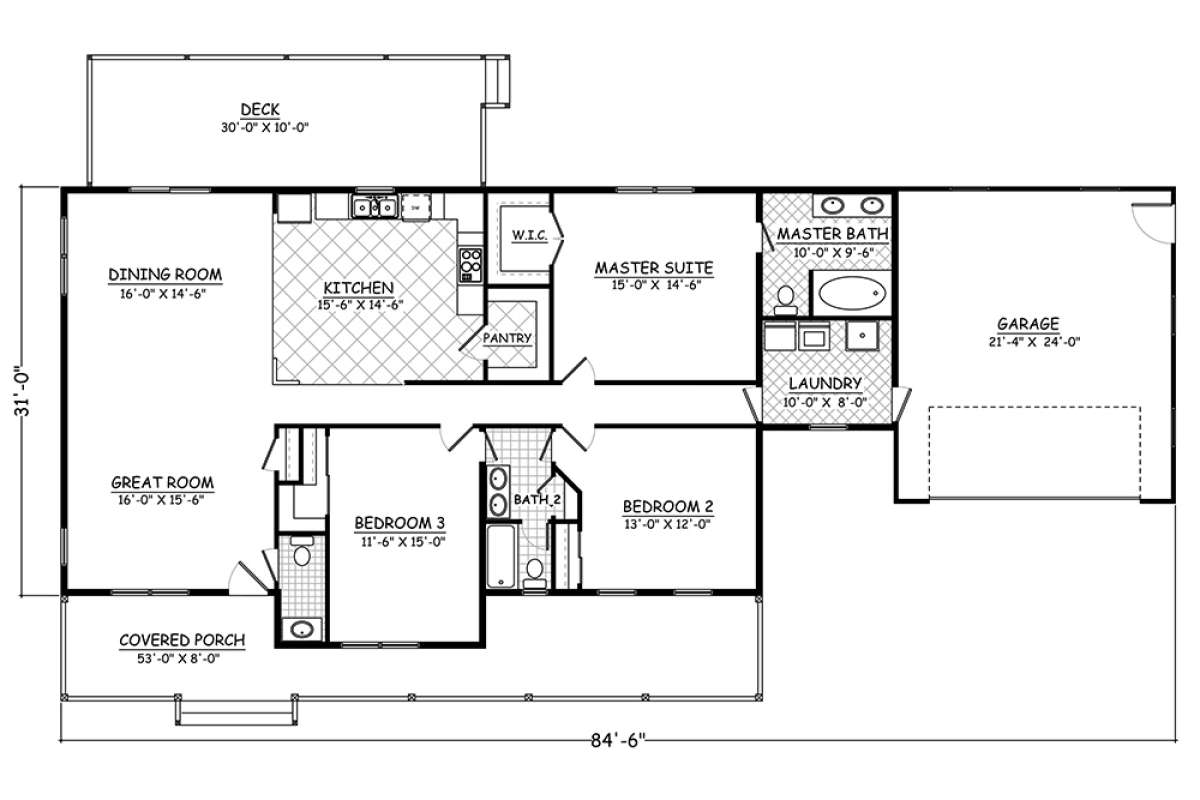 Floorplan 1 for House Plan #526-00062