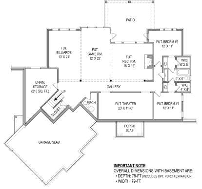 Basement for House Plan #4195-00019
