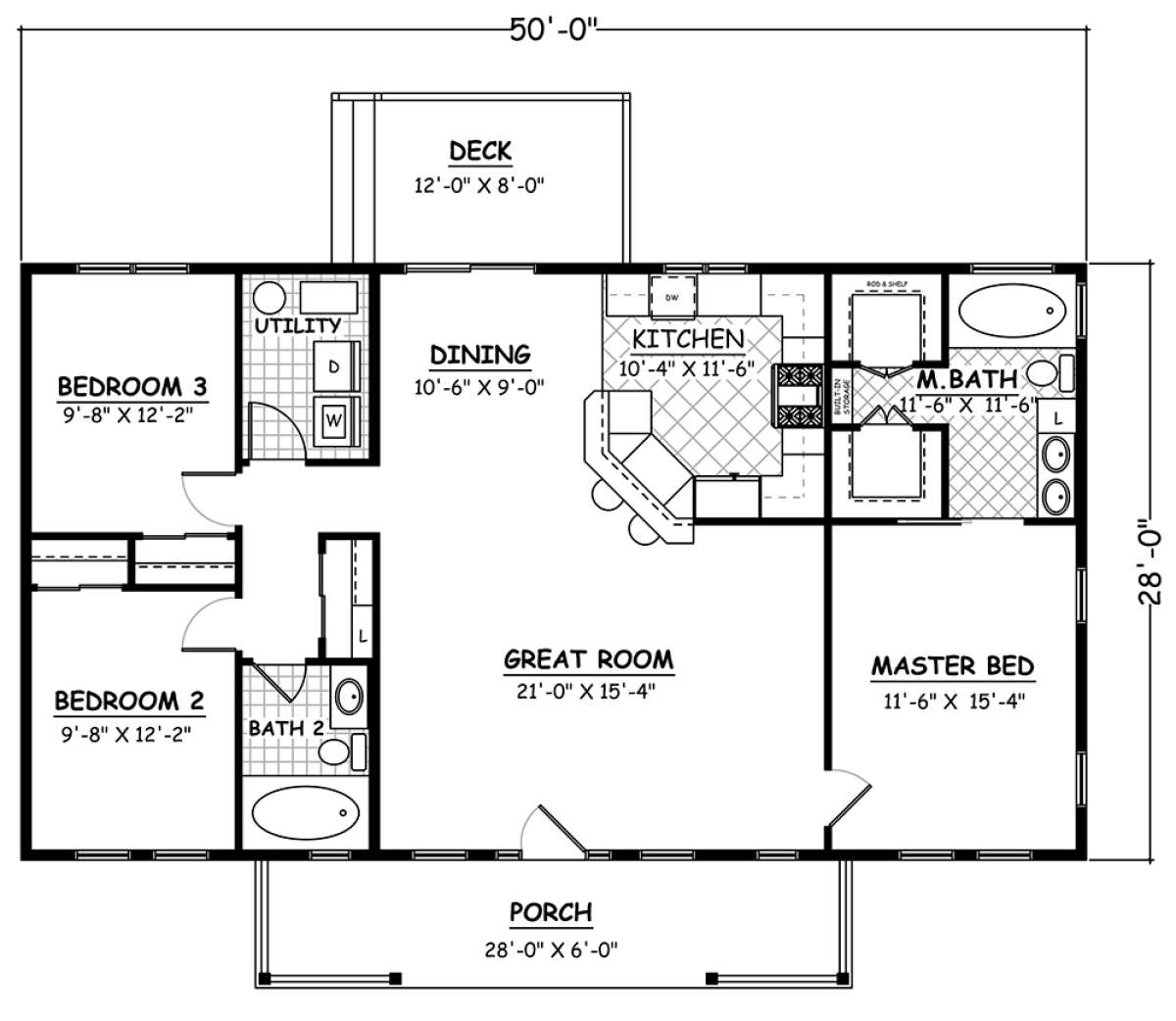 Ranch Plan 1,400 Square Feet, 3 Bedrooms, 2 Bathrooms