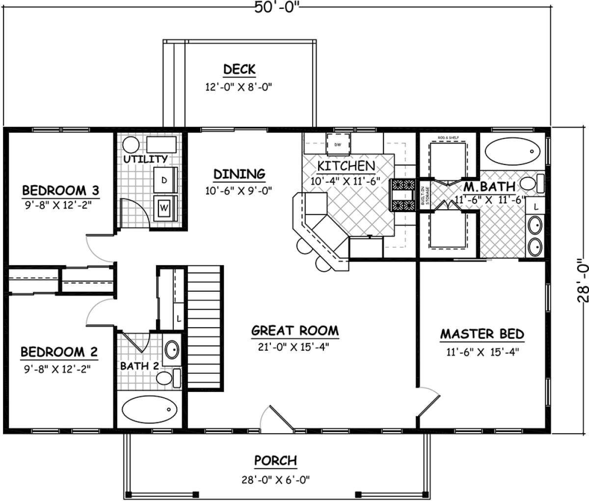 Main Floor Basement Stair Location for House Plan #526-00080