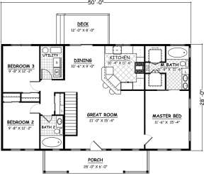 Main Floor Basement Stair Location for House Plan #526-00080