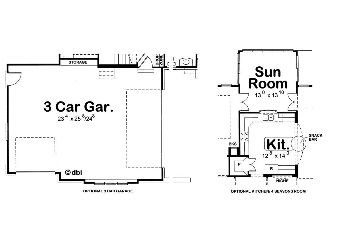 Optional Garage / Four Seasons Room for House Plan #402-01491