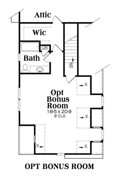 Opt Bonus Room for House Plan #009-00003