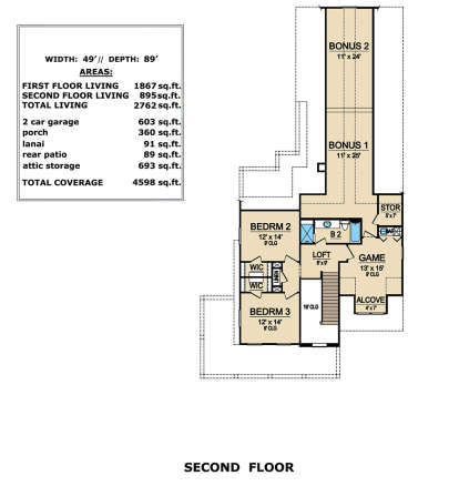 Second Floor for House Plan #5445-00290