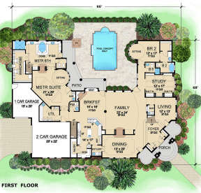 First Floor for House Plan #5445-00295