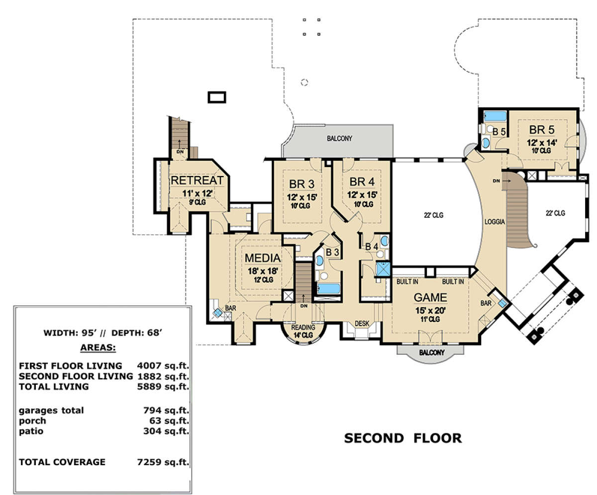 Second Floor for House Plan #5445-00295
