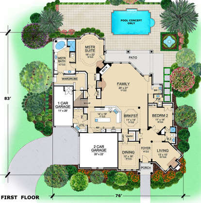First Floor for House Plan #5445-00296