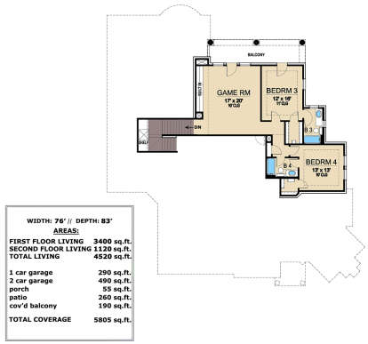 Second Floor for House Plan #5445-00296