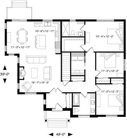 First Floor for House Plan #034-01139