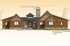 Mountain Rustic House Plan #8504-00122 Elevation Photo