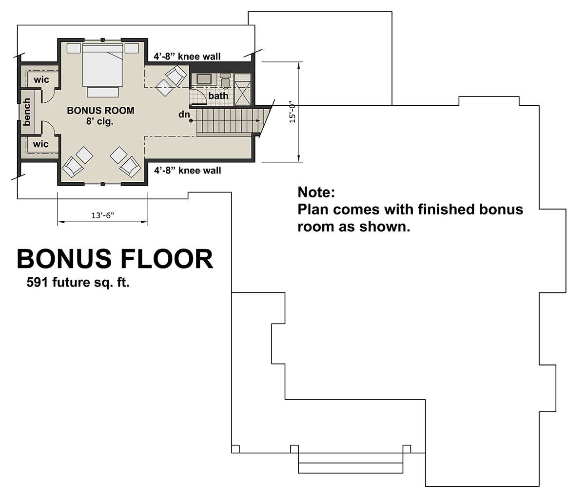 Bonus Room for House Plan #098-00295