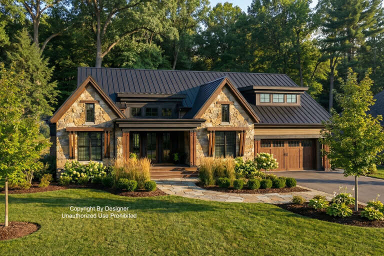 House Plan House Plan #19066 Angled Front Elevation 