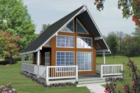 A Frame House Plan #4177-00004 Elevation Photo