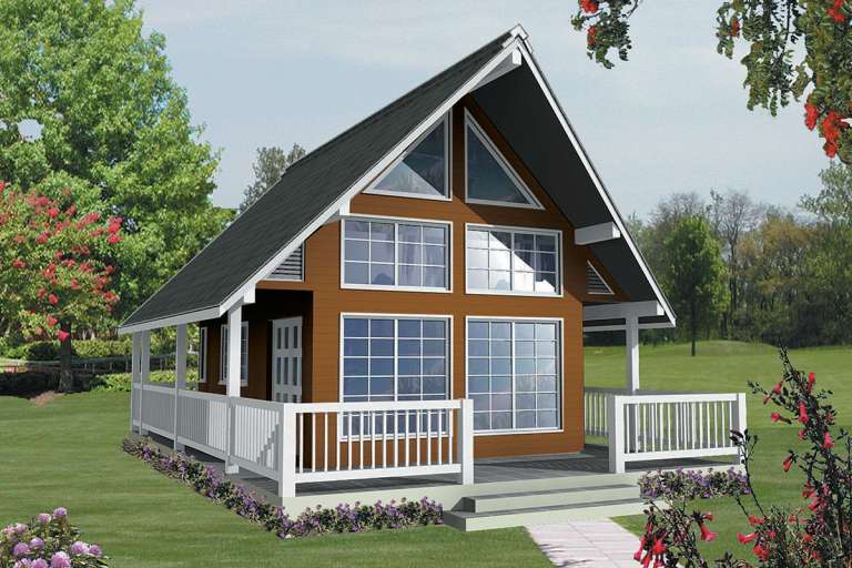 A Frame House Plan #4177-00004 Elevation Photo