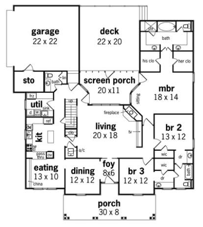 Floorplan 1 for House Plan #048-00152