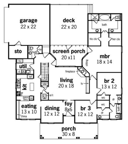 Floorplan 1 for House Plan #048-00153