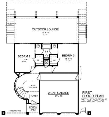 First floor for House Plan #5445-00304