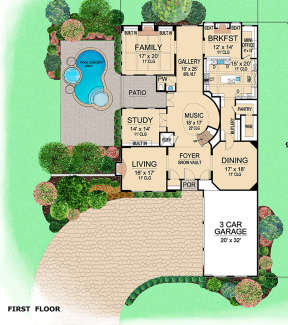 First floor for House Plan #5445-00308