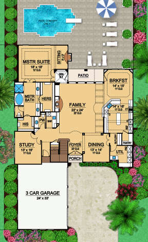 First floor for House Plan #5445-00309