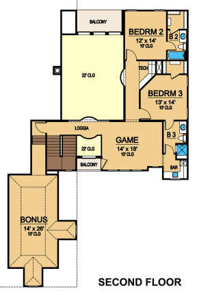 Second floor for House Plan #5445-00309