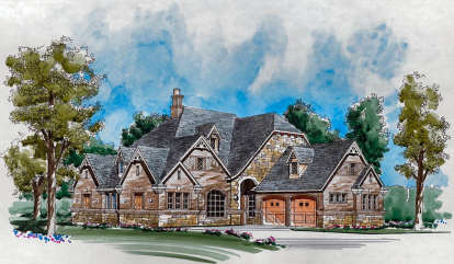 European House Plan #5445-00310 Elevation Photo