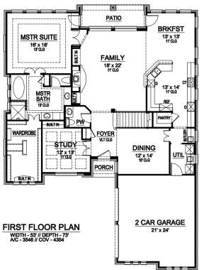 First floor for House Plan #5445-00310