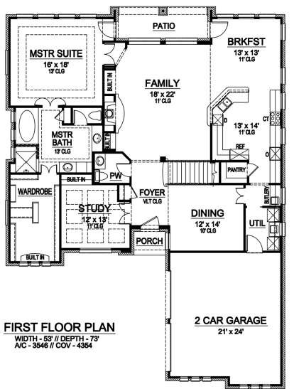 First floor for House Plan #5445-00310