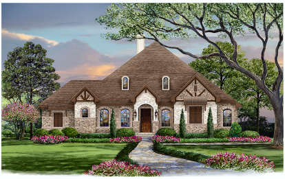 European House Plan #5445-00313 Elevation Photo