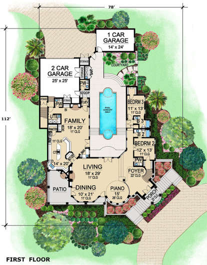 First floor for House Plan #5445-00314