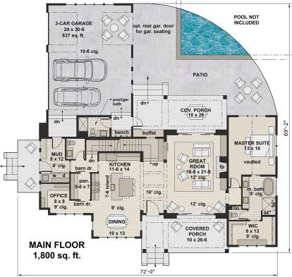 Main Floor for House Plan #098-00302