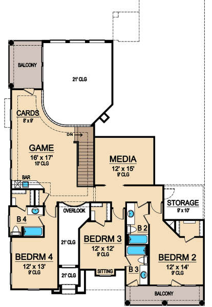 Second floor for House Plan #5445-00319