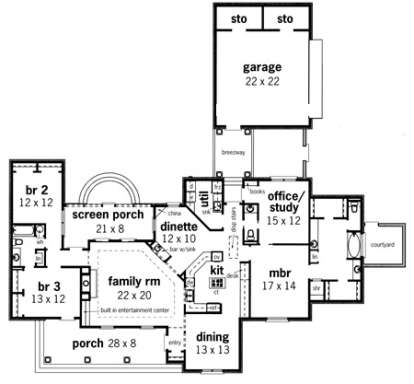 Floorplan 1 for House Plan #048-00157