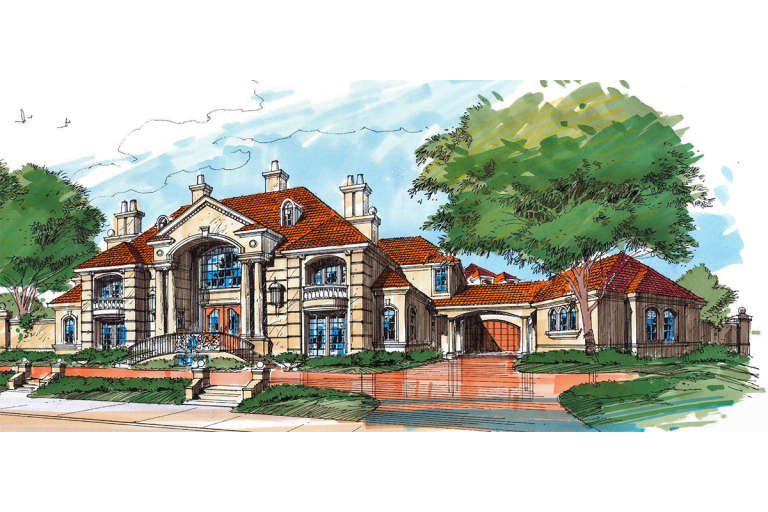 European House Plan #5445-00322 Elevation Photo