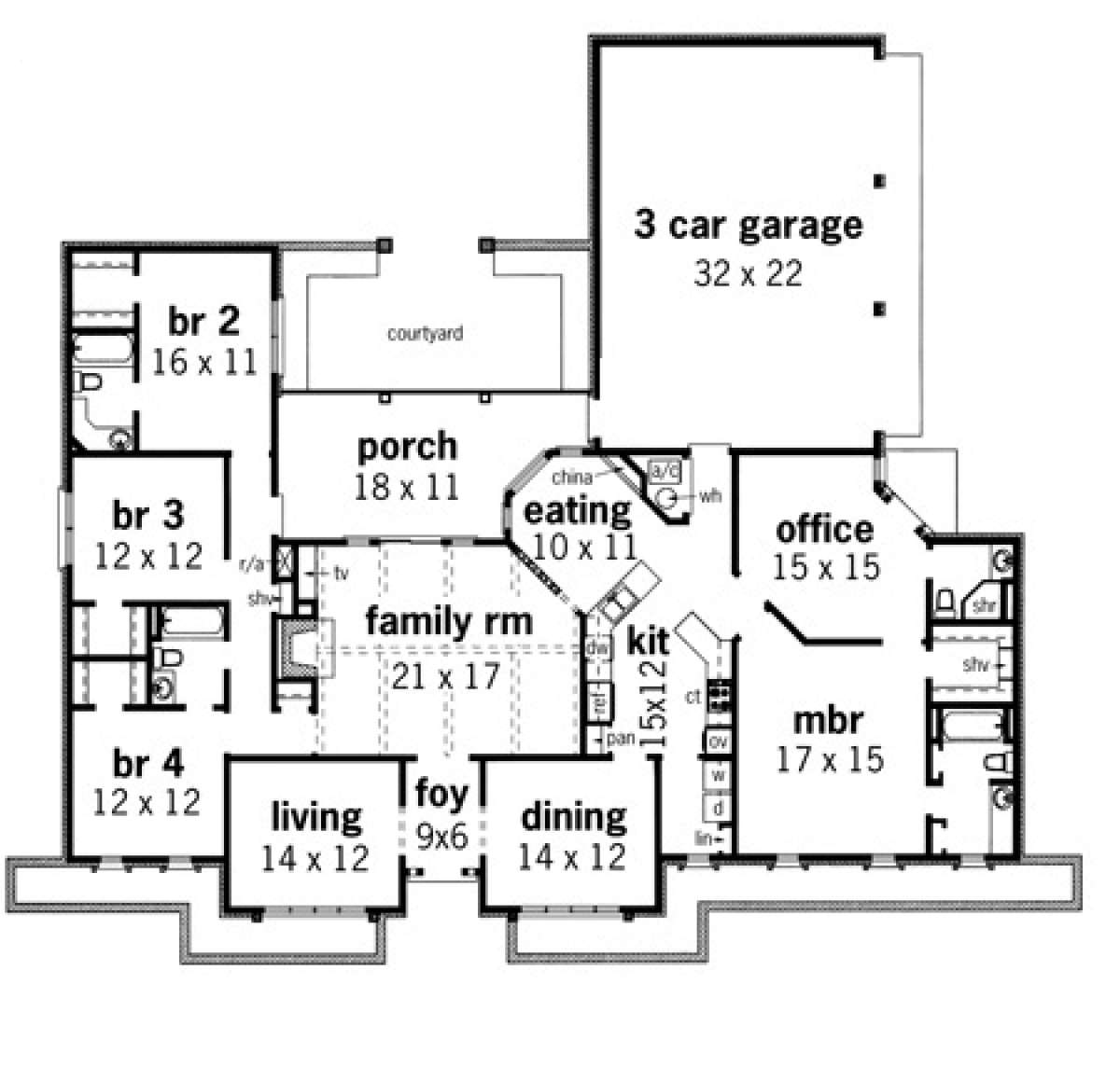 Floorplan 1 for House Plan #048-00158