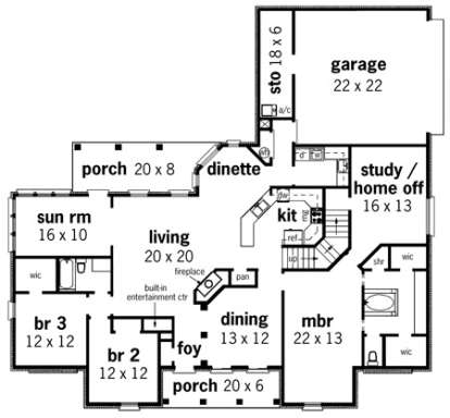 Floorplan 1 for House Plan #048-00159