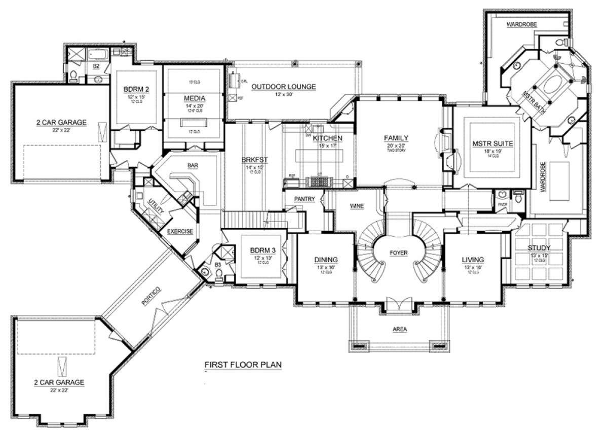 First floor for House Plan #5445-00325