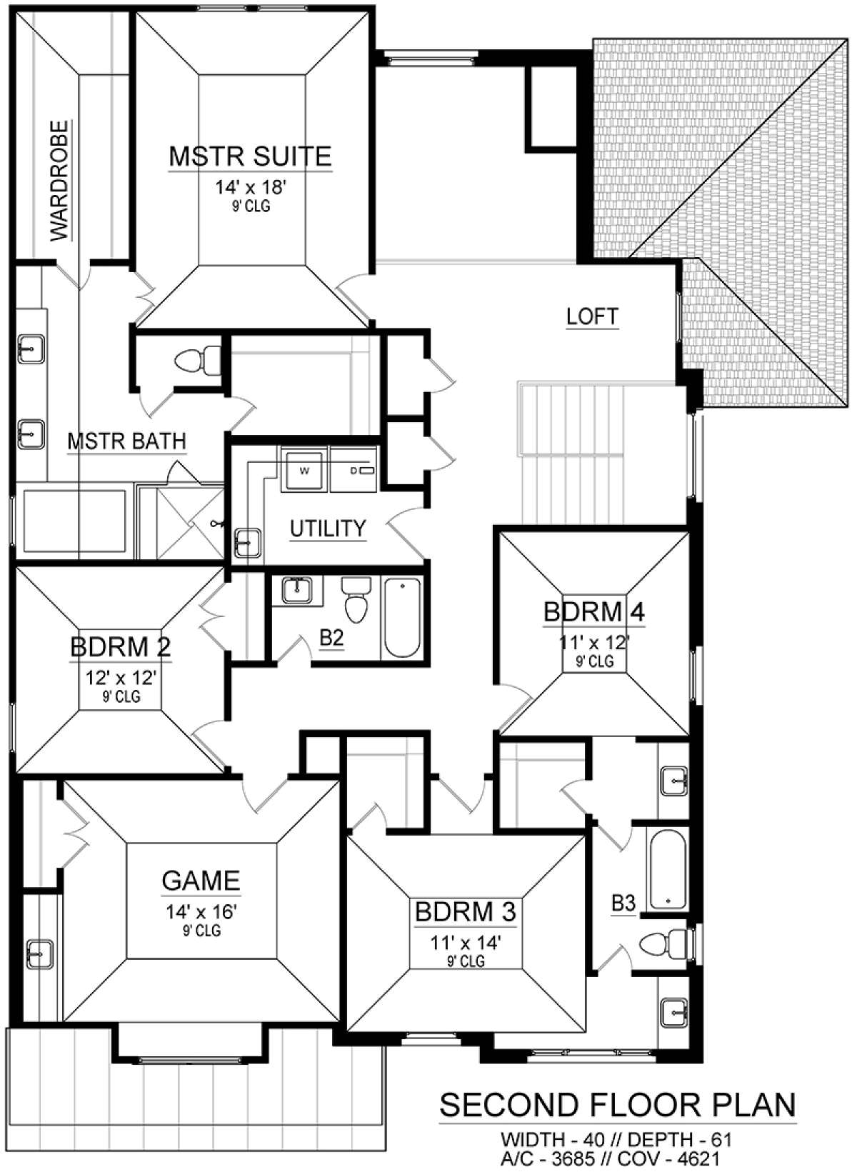 Second Floor for House Plan #5445-00329
