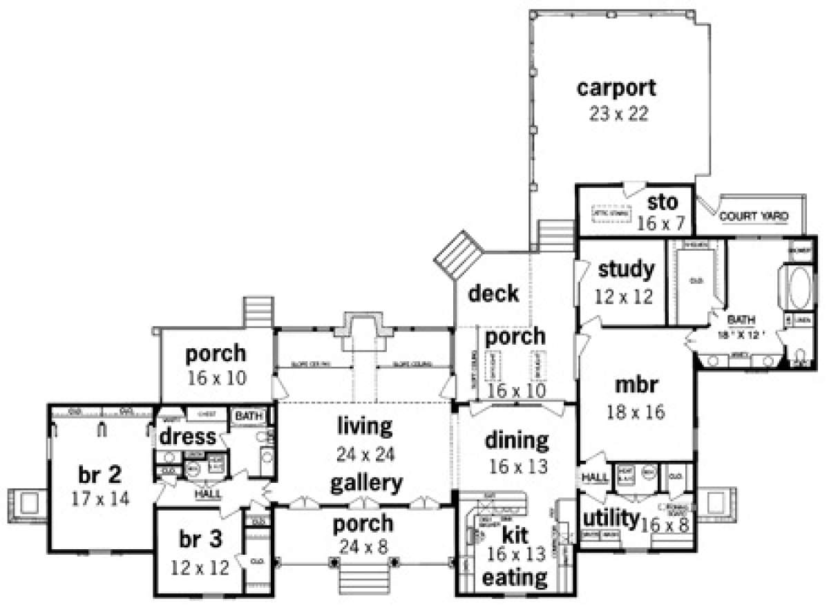 Floorplan 1 for House Plan #048-00164