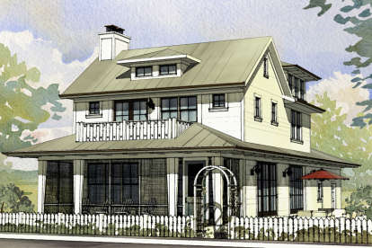 Coastal House Plan #1637-00134 Elevation Photo